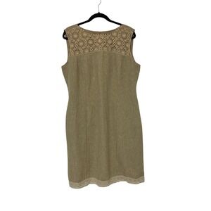 Foley's Embroidered Floral Lace Sheath Dress Womens‎ Size 17/38 Beige Sleeveless